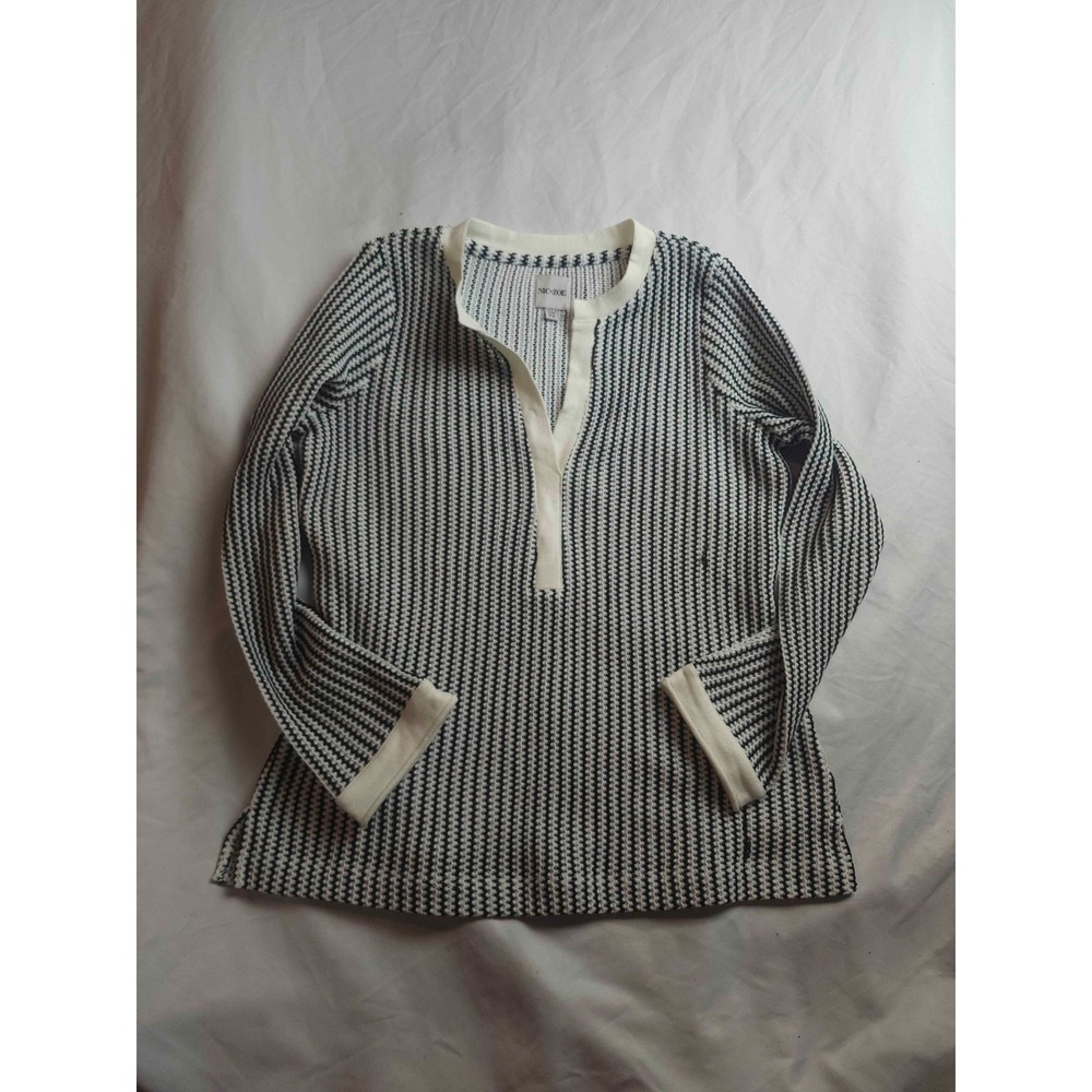 NIC+ZOE Sweater Womens PS Monochrome Quiet Luxury Preppy Chic Elevated Basics